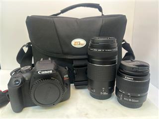 CANON EOS Rebel T7 CAMERA BUNDLE WITH BAG, LENS, AND MORE